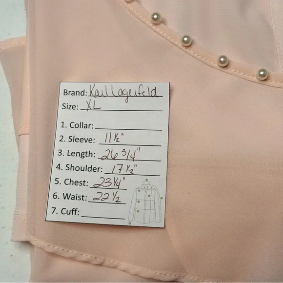 Karl Lagerfeld Paris Tiered Short Sleeve Soft Pink Layered Blouse - Picture 13 of 13